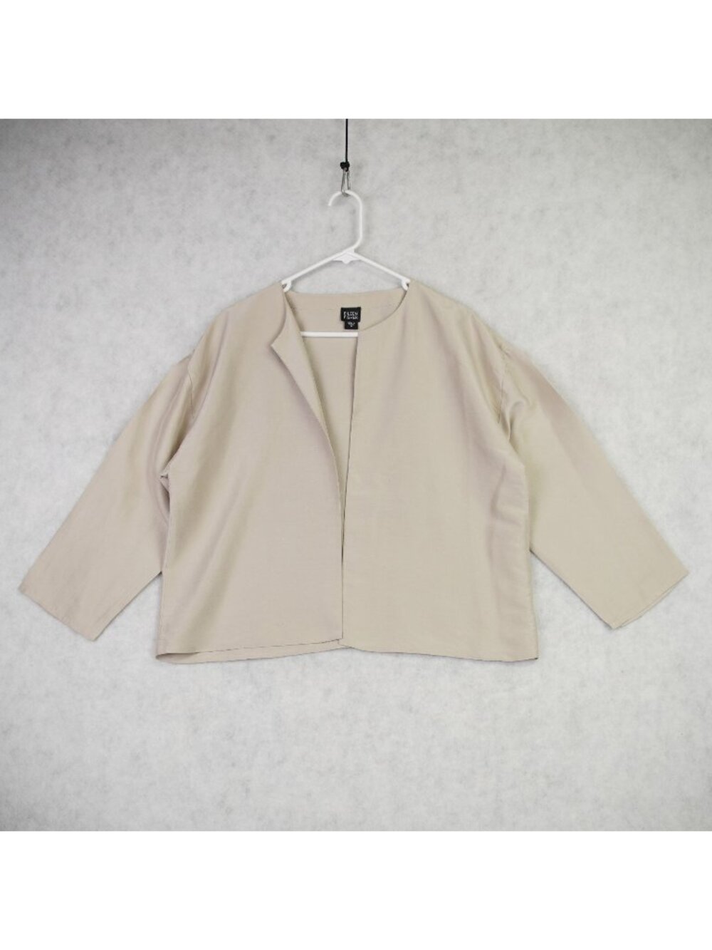 Eileen Fisher Womens Ivory Silk Open Front Jacket Cardigan Size Medium Business